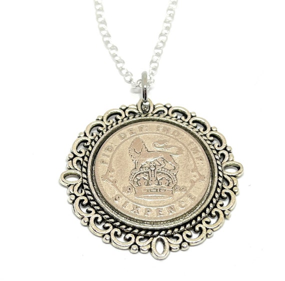 Fancy Pendant 1922 Lucky sixpence 102nd Birthday plus a Sterling Silver 18in Chain 102nd birthday gift for her Thinking Of You, Mum Dad