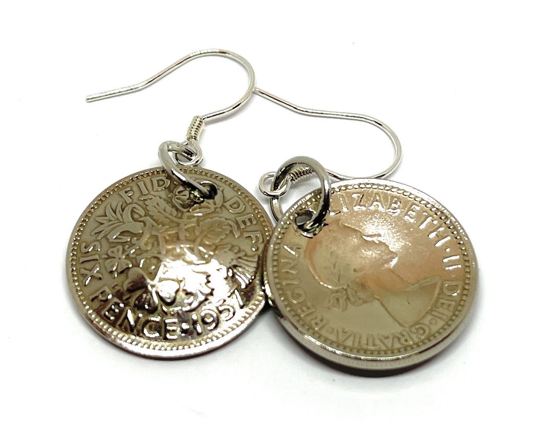 Orecchini Sixpence Per Fortuna - Idea Regale Per Anniversario E Matrimonio Dal 1953 Al 1967