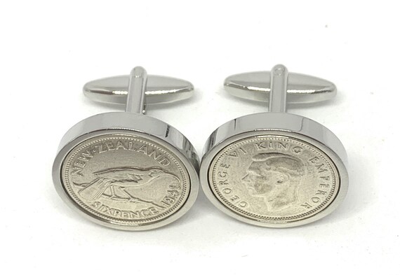 1941 New Zealand Cufflinks 82nd birthday.  Original sixpence coins Great gift from 1941 82nd birthday gift for him Thinking Of You, Mum Dad