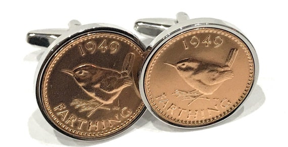 70th Birthday 1954 Farthing Coin Cufflinks - Two tone design 70th birthday Thinking Of You,  Special Friend, Mum, Dad, Loved One