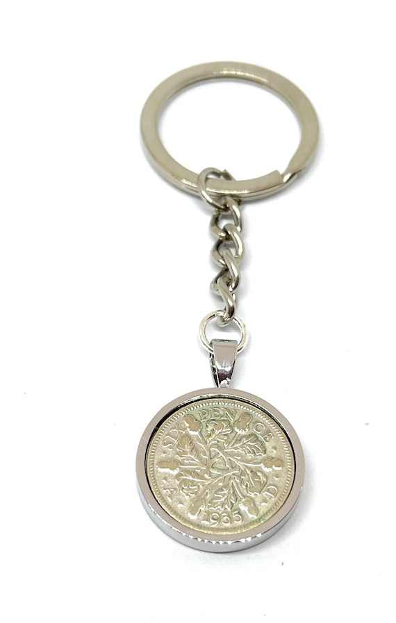 Solid Keyring 1935 Lucky sixpence 90th Birthday gift  90th birthday Keyring for Dad, Mum, Auntie, Uncle, Teacher