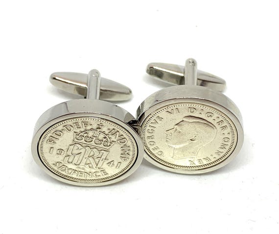 1941 Sixpence Cufflinks 84th birthday.  Original sixpence coins Great gift 1941 84th birthday gift for him HT Thinking Of You farthers day