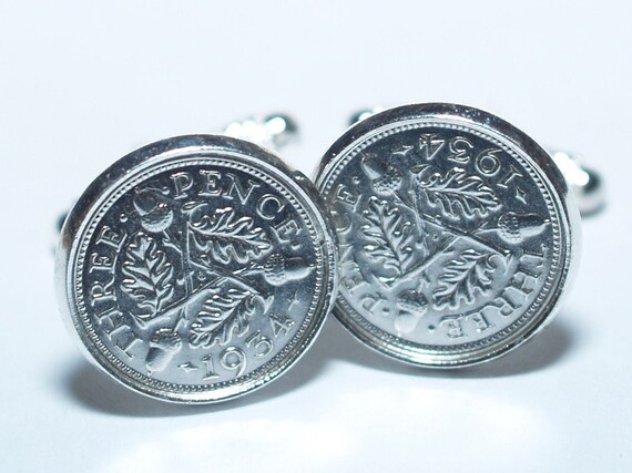 1936 Silver Threeepence Cufflinks 89th birthday, 89th birthday gift, 89th gift, 1936 gift, 1936 birthday, Mens gift, coin gift, 89th Brother