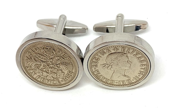 Premium 1956 Lucky sixpence cufflinks for a 69th Birthday cufflinks 69th Dad, 69th Brother, Fathers day HT SLV