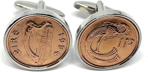 1994 32nd Birthday gift Irish Penny for Luck cufflinks: Silver, Gold or RoseGold Plated