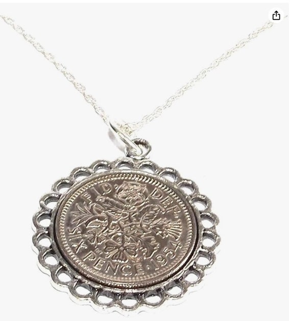 Fine Pendant 1954 Lucky sixpence 71st Birthday gifts for women Sterling Silver 18in Chain 71st birthday gift for her Thinking Of You, Mum