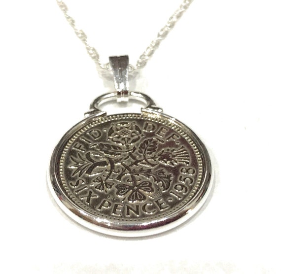 1959 65th Birthday / Anniversary sixpence coin pendant plus 22inch SS chain, 65th Birthday, 1959 Gift Idea, Gift for Mum, Gift for Mom