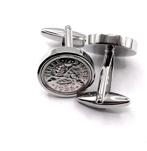 1936 Silver Threepence Cufflinks 89th birthday gift for him, 1936 birthday, Mens, Dad, Uncle Brother HT SLV