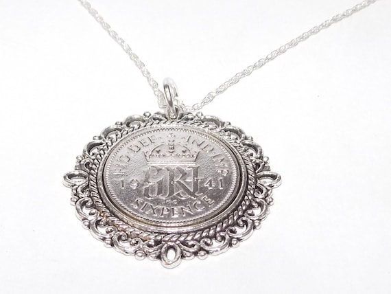 Fancy Pendant 1941 Lucky sixpence 83rd Birthday plus a Sterling Silver 18in Chain 83rd birthday gift for her Thinking Of You, Mum Dad
