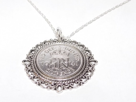 Fancy Pendant 1941 Lucky sixpence 84th Birthday plus a Sterling Silver 18in Chain 84th birthday gift for her Thinking Of You, Mum Dad