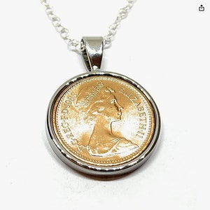 1983 Half Penny Coin Pendant: 42nd Birthday Gift