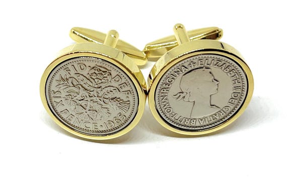 Premium 1965 Lucky sixpence cufflinks for a 60th Birthday cufflinks 60th  Dad 60th Brother, Fathers day gift GLD