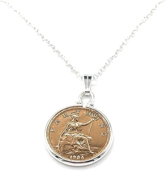 1936 89th Birthday gift for mom Anniversary Farthing coin pendant plus 18inch SS chain 89th birthday 1936 gift