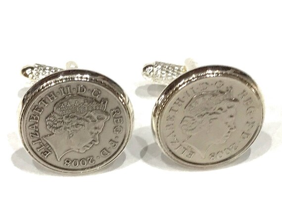 14th  Anniversary  Wedding Anniversary 2008 coin cufflinks - for a wedding in 2008 anniversary, Mens gift, Wedding in 2008 Loved One