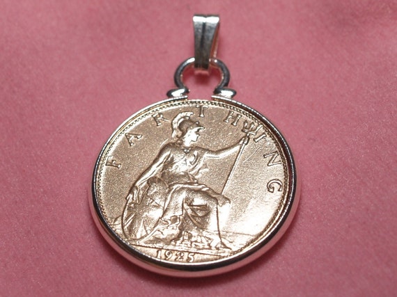 1927 97th Birthday Anniversary Farthing coin in a Silver Plated Pendant mount and 18 inch chain. 97th birthday gift, Gift from 1927 Mum, Dad