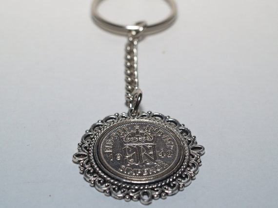 Fancy Pendant 1945 Lucky sixpence 79th Birthday on a keychain 78th birthday gift for her Thinking Of You,  Special Friend, Mum, Dad