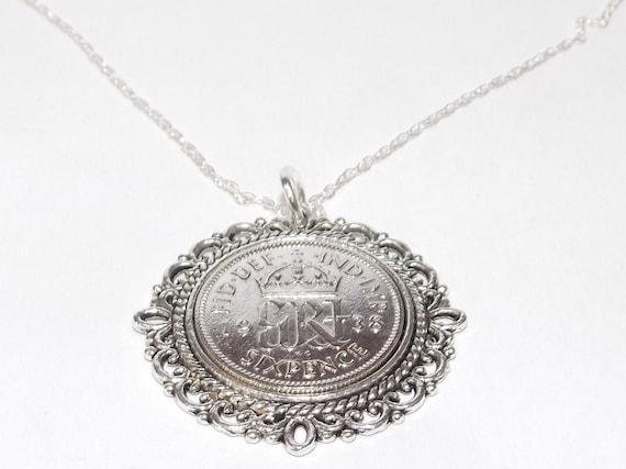 Fancy Pendant 1938 Lucky sixpence 87th Birthday plus a Sterling Silver 18in Chain 87th birthday gift for her Thinking Of You, Mum Dad