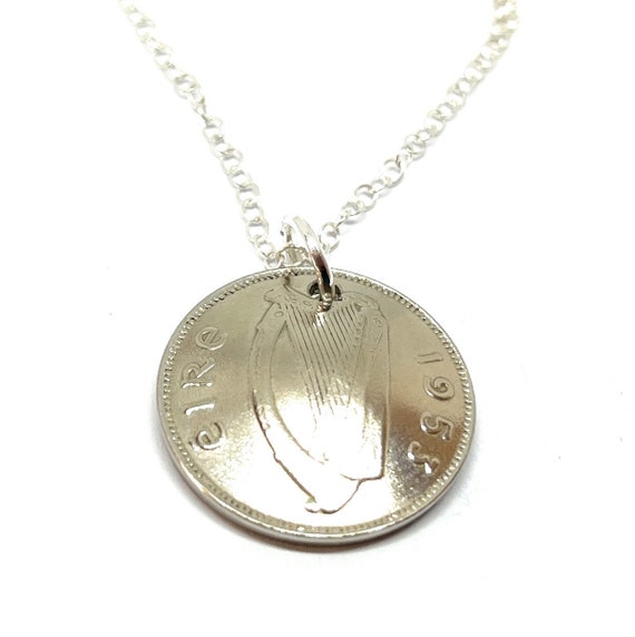 1953 Domed Irish Sixpence 71st birthday pendant.  Original sixpence domed pendant Great gift from 1953 71st - gift for her Thinking Of You