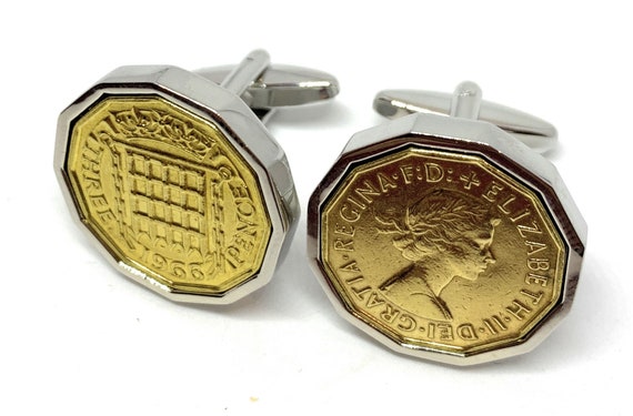 1966 Threepence 3d 59th birthday Cufflinks - Original 1966 threepence coin cufflinks for 59th birthday, 1966 gift for men HT Loved One