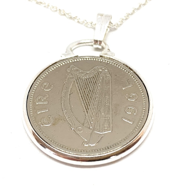 Cinch Pendant 1964 Lucky Irish Sixpence 61st Birthday plus a Sterling Silver 18in Chain 61st birthday gift for her, 61st Sister, 61st Nan
