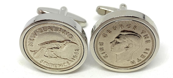Premium 1946 79th birthday New Zealand Sixpence Cufflinks 1946 gift for dad grandad btother uncle  Fathers day gift idea