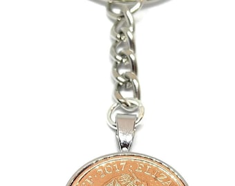 Pottery Anniversary Coin Keyring, 9th 2017 Penny Keepsake