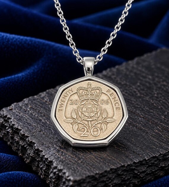 Coin Pendants, 2006 Twenty Pence Necklace, Silver or Gold Plated