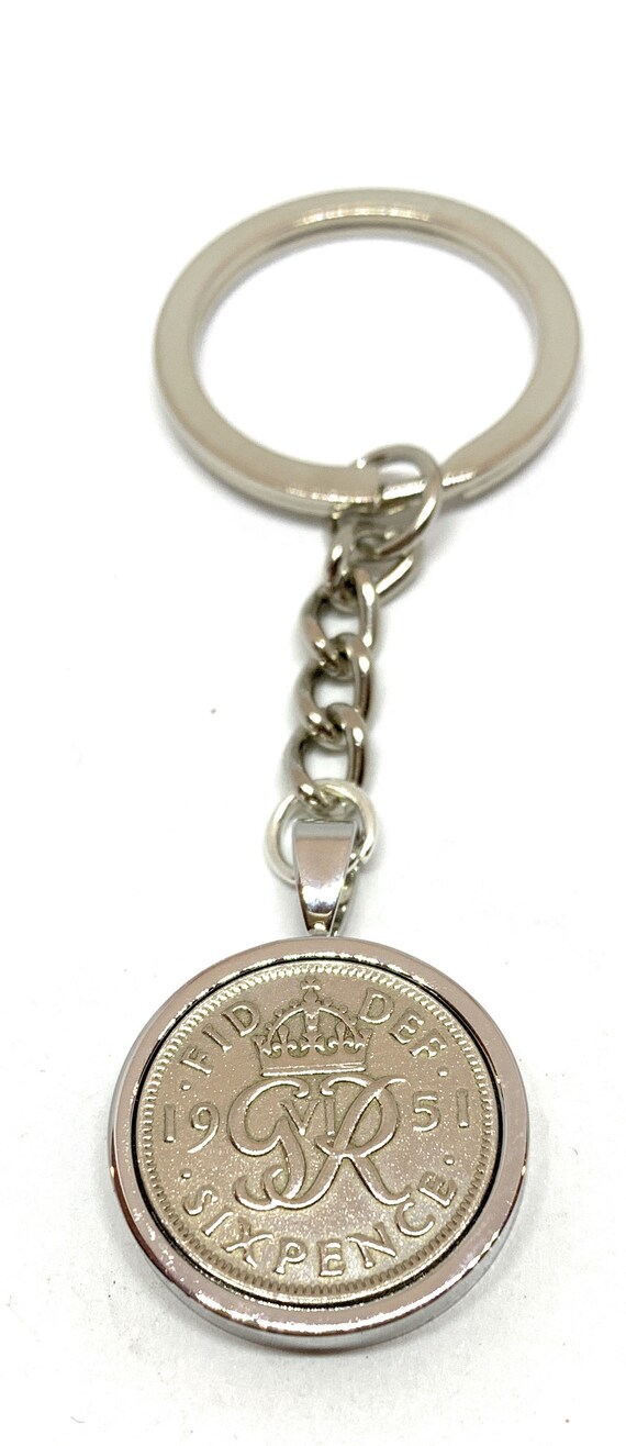 1948 77th Birthday Keyring-Sixpence Keyring- Mum, Dad, Brother, Sister- 77th Birthday-Coin Keyring, Sixpence Coin, 77th Anniversary, 6d