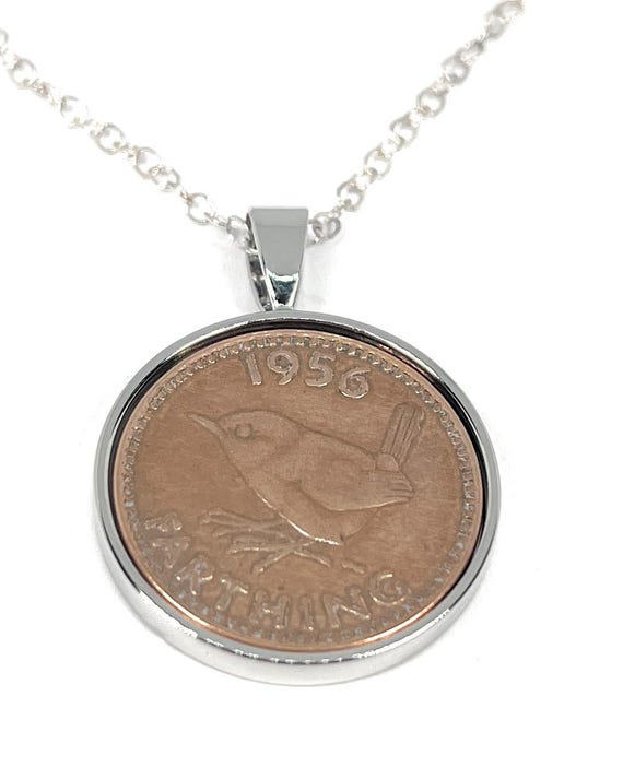 1956 69th Birthday Gift Sixpence Pendant:  Silver, Gold or RoseGold Plated mounts