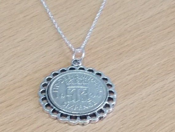 Fine Pendant 1945 Lucky sixpence 79th Birthday plus a Sterling Silver 18in Chain, 79th Anniversary gift, 79th birthday gift Thinking Of You