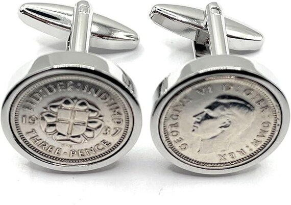 1937 Silver Threepence Cufflinks 88th birthday, 88th birthday gift, 88th gift, 1937 gift, 1937 birthday, Mens gift, coin gift Loved One