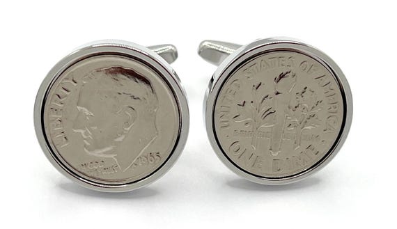1965 American Dime coin cufflinks, 60th birthday gifts for men, 1965 birthday gift, Gift from 1965, Mens gifts, 60th,