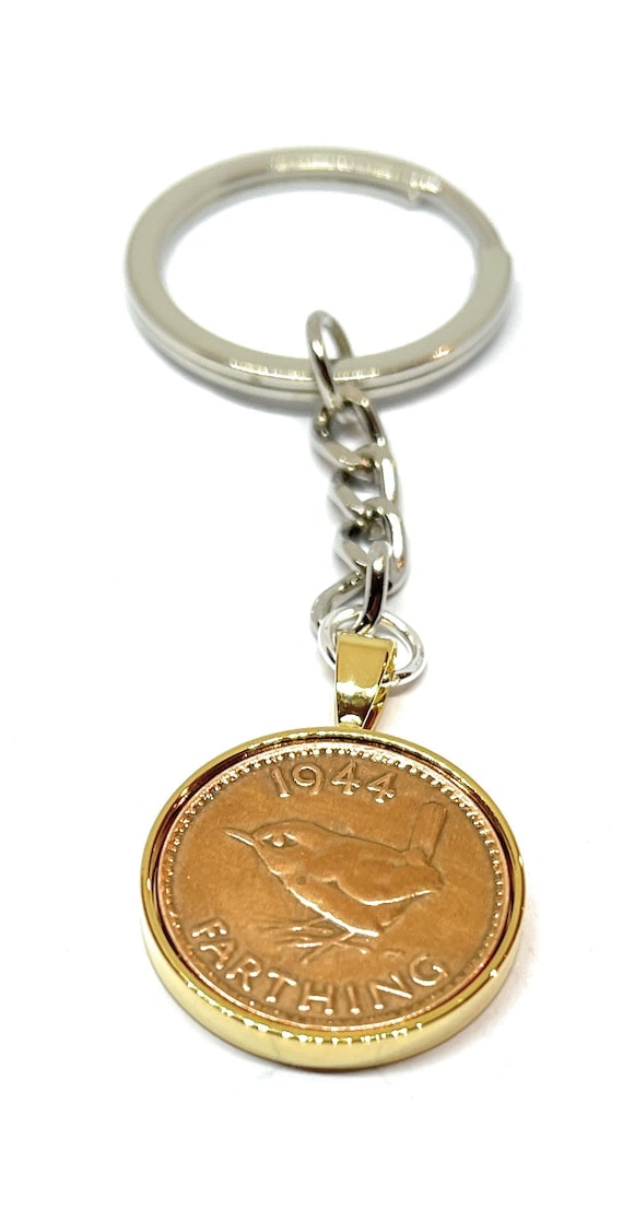 1944 81st Birthday Keyring-Farthing Keyring- Mum, Dad, Brother, Sister- 81st Birthday-Coin Keyring, 81st Anniversary, GLD