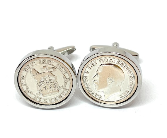 100th Birthday 1925 Sixpence Coin Cufflinks - 1925 for a 100th birthday supplied in cufflink box 100 year old coins Thinking Of You, Mum Dad