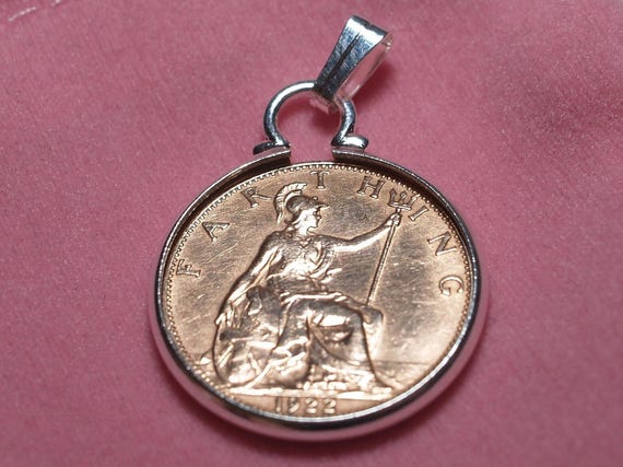 Birthday A 1924 Farthing Pendant, Sterling Silver Mount