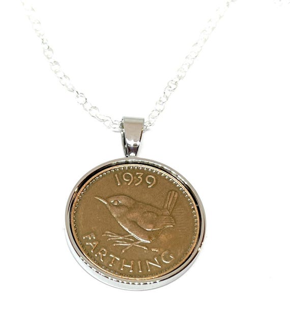 Fine Pendant 1939 Farthing 86th Birthday plus a Sterling SilverChain 86th birthday gift for her Thinking Of You  Special Friend Gift for her