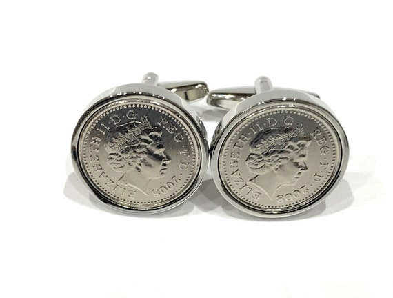 Premium 1998 Anniversary  Wedding Anniversary 1998 5p coin cufflinks - 27th Birthday gift Thinking Of You,  Special Friend, Mum, 27th Dad