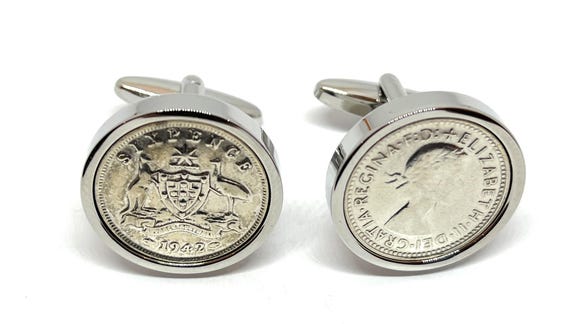 1942 Australian Sixpence coin Cufflinks 83rd Birthday Thinking Of You,  Special Friend, Fathers day gift, Dad, Brother, Uncle 83rd birthday