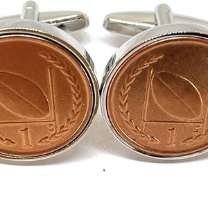 Gemelos de rugby para hombre: Monedas de la Isla de Man de plata con reverso chapado en oro