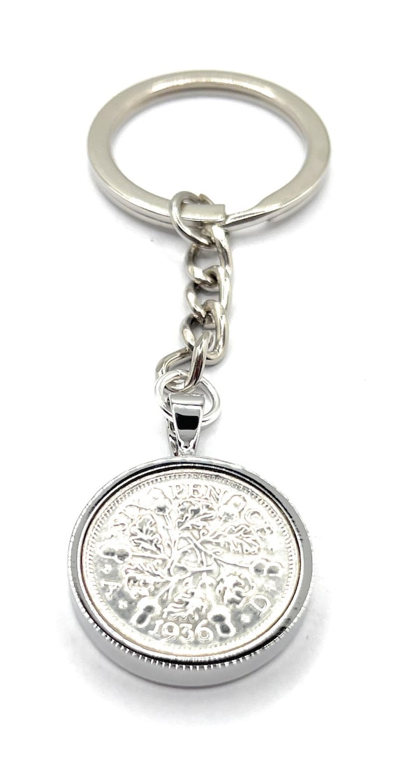 1936 89th Birthday gift Sixpence Keyring- Mum, Dad, Brother, Sister- 89th Birthday-Coin Keyring, Sixpence Coin, 89th Anniversary, 6d