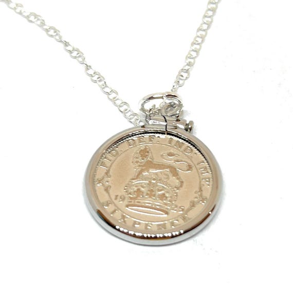 1925 100th Birthday / Anniversary sixpence coin pendant plus 18inch SS chain gift - 100th gift, born in 1925, gift from 1925, Womens gift
