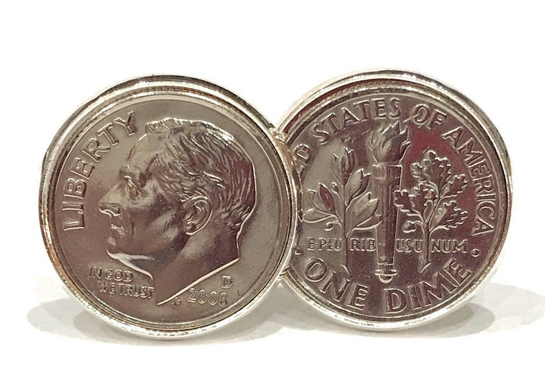 Zijde jaarcadeau, 2012 manchetknopen, tin jubileumcadeau, 12-jarig jubileum, Dime Coin-manchetknopen, 12e verjaardag, aluminium jubileumcadeau afbeelding 1