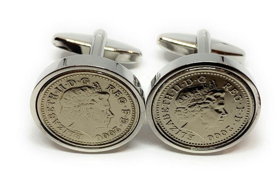 24th Anniversary 2000 coin cufflinks - for a 24th birthday in 2000 anniversary, Mens gift, Thinking Of You,  Special Friend, Mum, Dad
