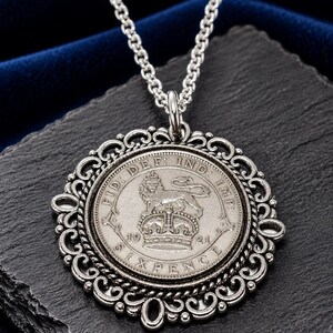 Coin Pendant, 1921 Sixpence With 18-Inch Sterling Silver Chain