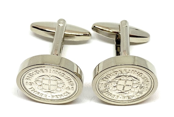 1941 Silver Threepence 3d 84th birthday Cufflinks - Original 1941 Silver threepence coin cufflinks Thinking Of You,  Special Friend