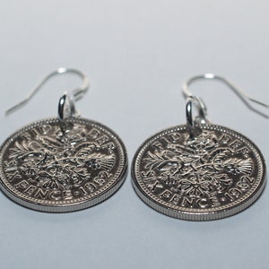 1966 Sixpence Ohrringe: 925 Silber Geschenk zum 59