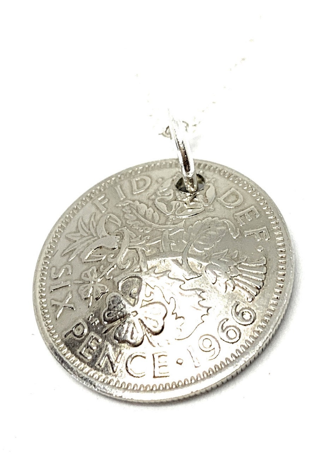 Ciondolo Sixpence 1960 In Argento Sterling – Moneta Originale Con Cupola – Regalo 64° Compleanno Per Donna, Catena 45,7 Cm
