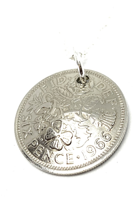 1966 Domed Sixpence Pendant 58th birthday.  Original sixpence coins Great gift from 1966 58th birthday, 58th birthday 1966 birthday gift