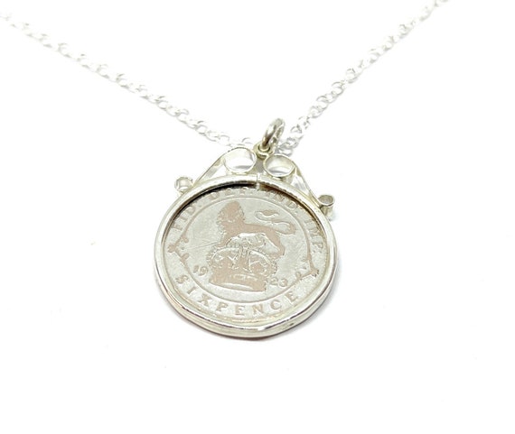 Cinch Pendant 1923 Lucky sixpence 102nd Birthday plus a Sterling Silver 18in Chain 102nd birthday gift for her Thinking Of You, Mum Dad
