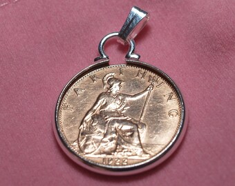 1924 101st Birthday gift Anniversary Farthing coin with a Silver Plated Pendant mount 101st birthday gift for her, 101st Sister